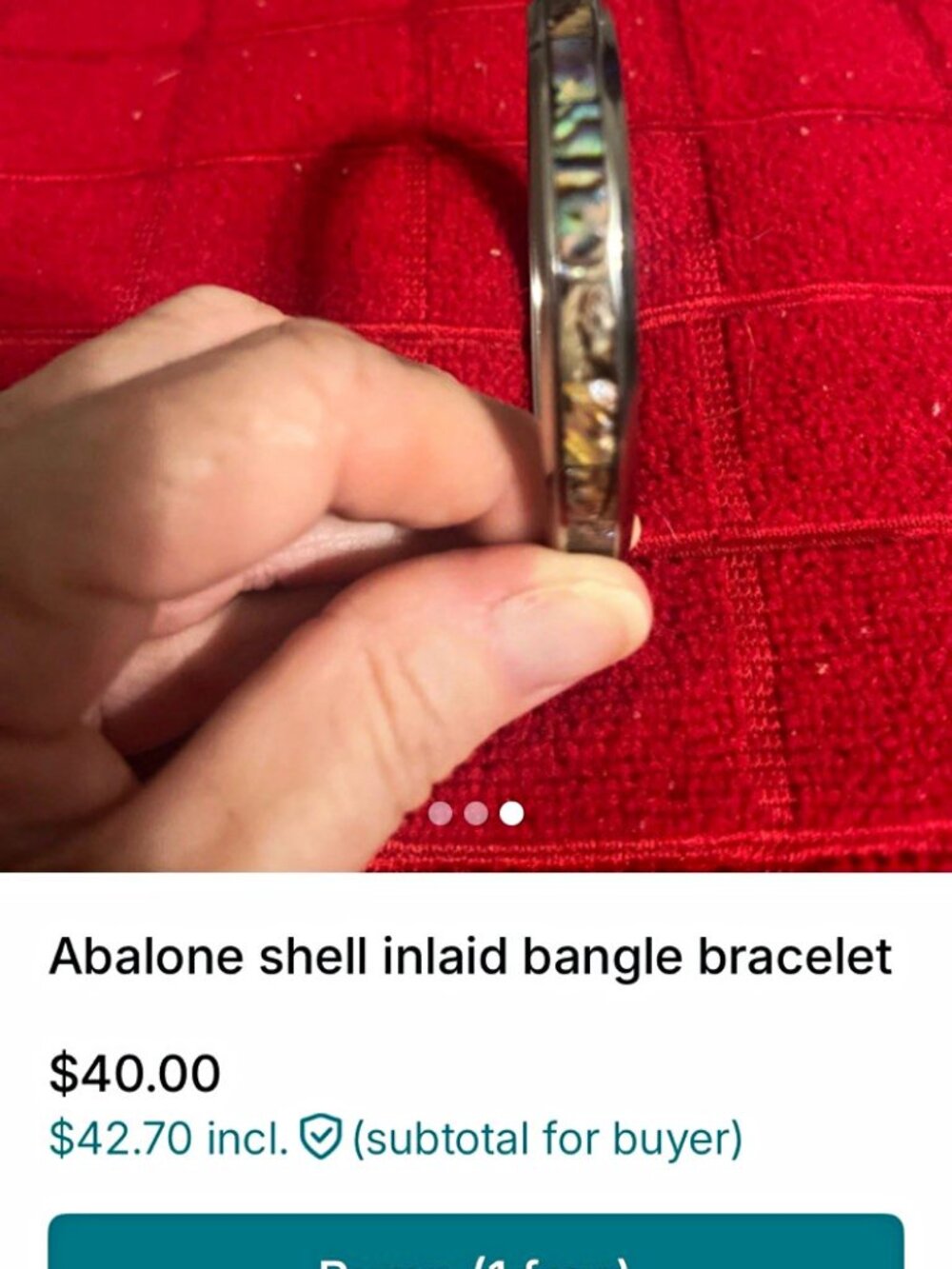 Abalone Inlay Silver Tone Bangle Bracelet Multicolor Shell No Stone